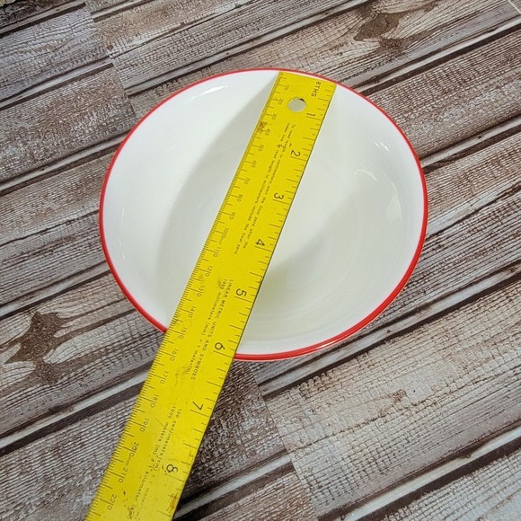 Corelle Vitrelle Bhandani Red Rim Cereal Bowls Set Of 6 - Picture 5 of 7